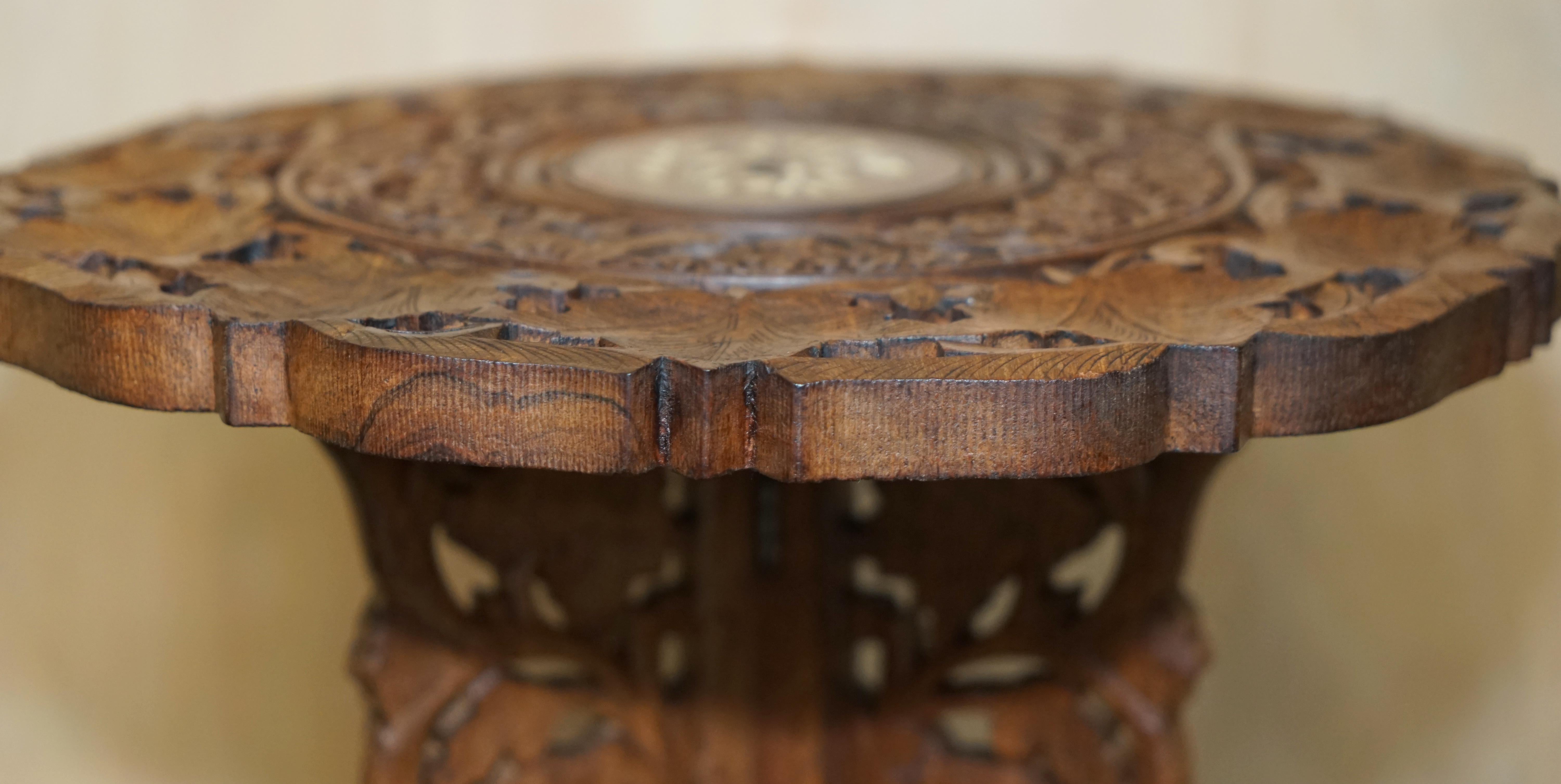 19th Century Liberty's Carved Burmese Antique Octagonal Side End Wine Folding Table Liberty For Sale