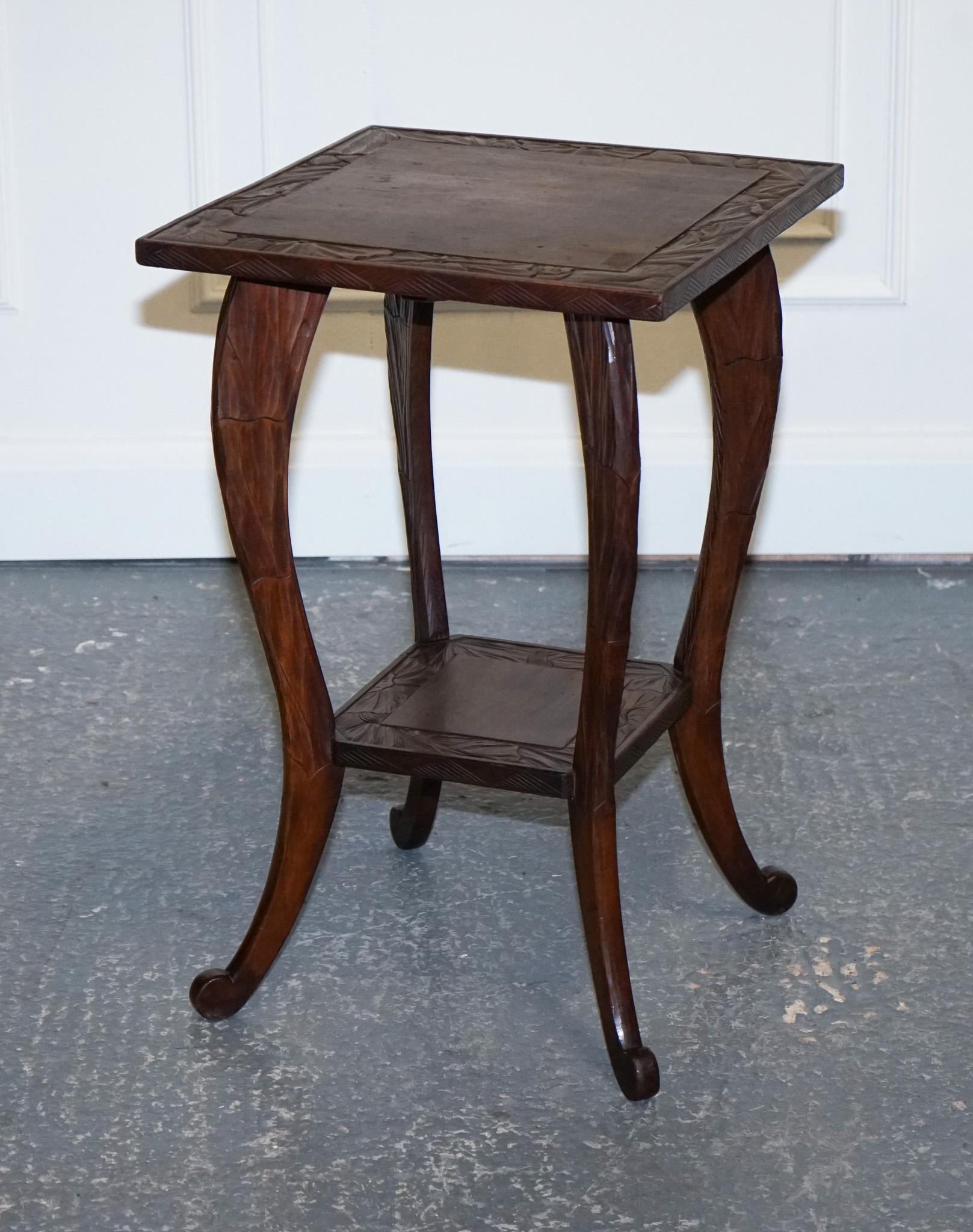 British Liberty's London 1950s Hand Carved Occasional Side End Lamp Wine Table For Sale