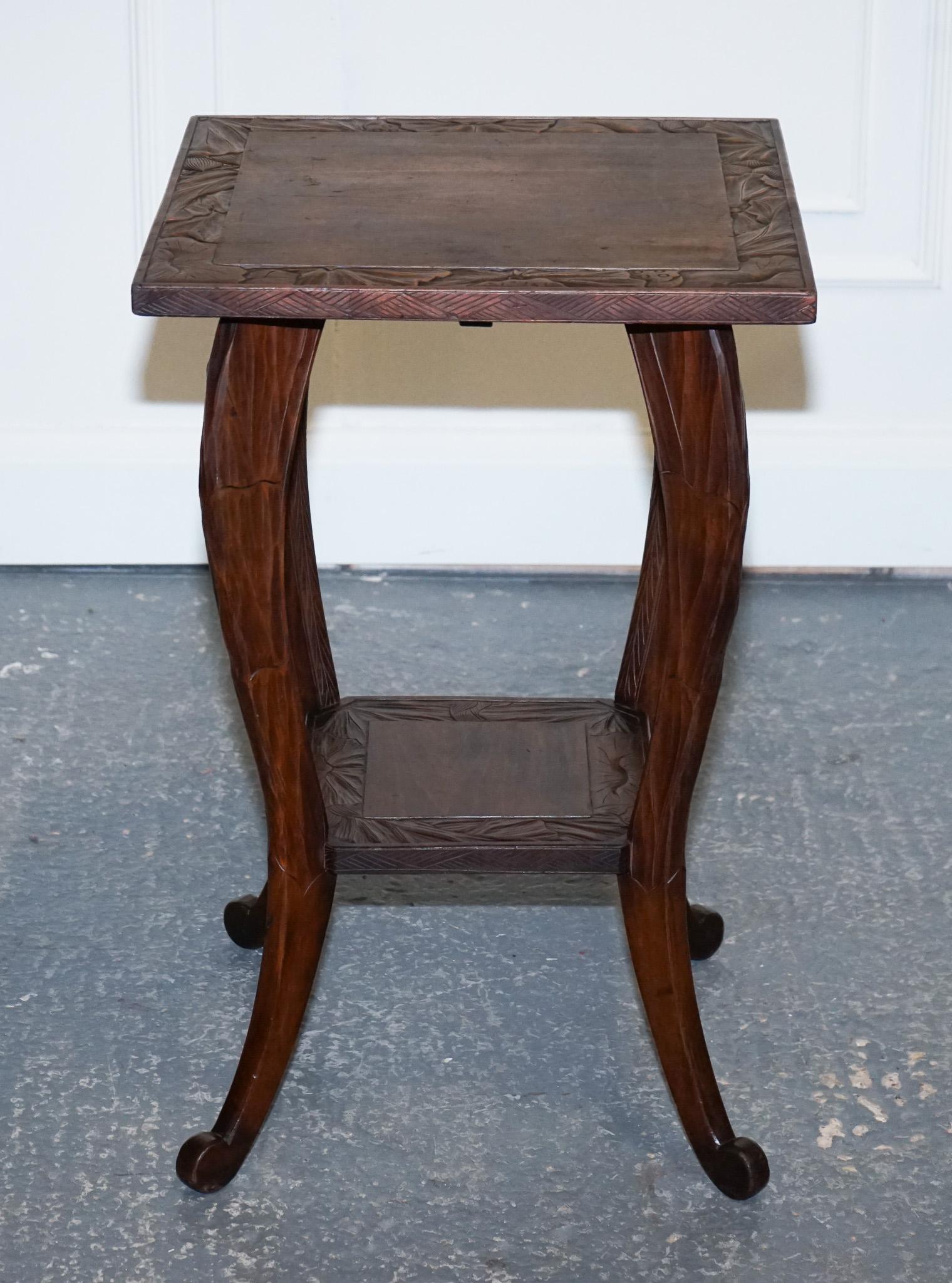Hand-Crafted Liberty's London 1950s Hand Carved Occasional Side End Lamp Wine Table For Sale