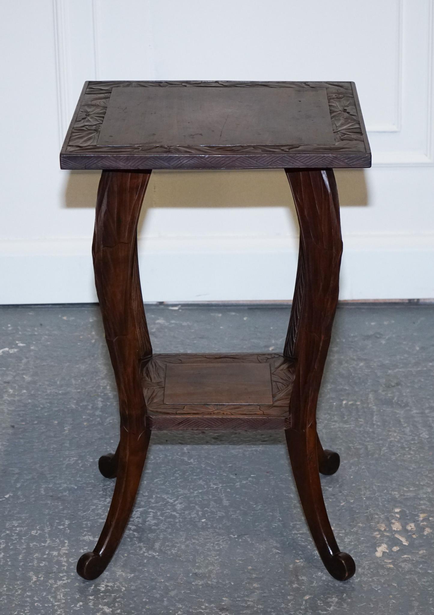 Liberty's London 1950s Hand Carved Occasional Side End Lamp Wine Table In Good Condition For Sale In Pulborough, GB