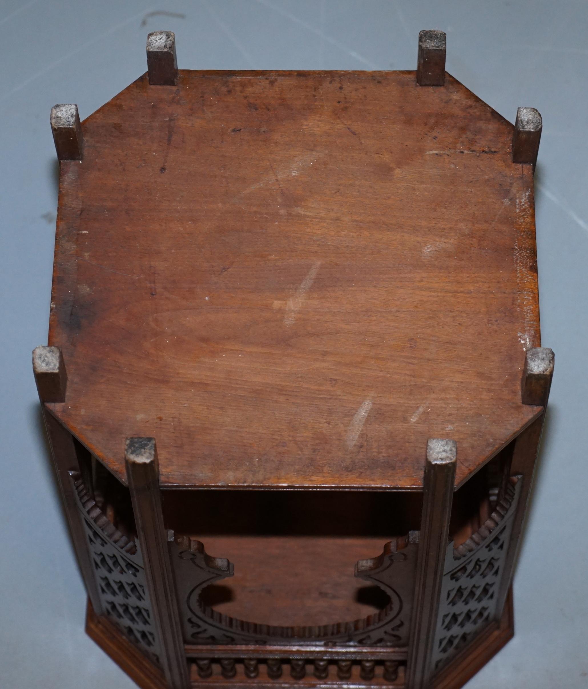 Liberty's London 19th Century Walnut Neo Moorish Taste Carved Side Lamp Table 5