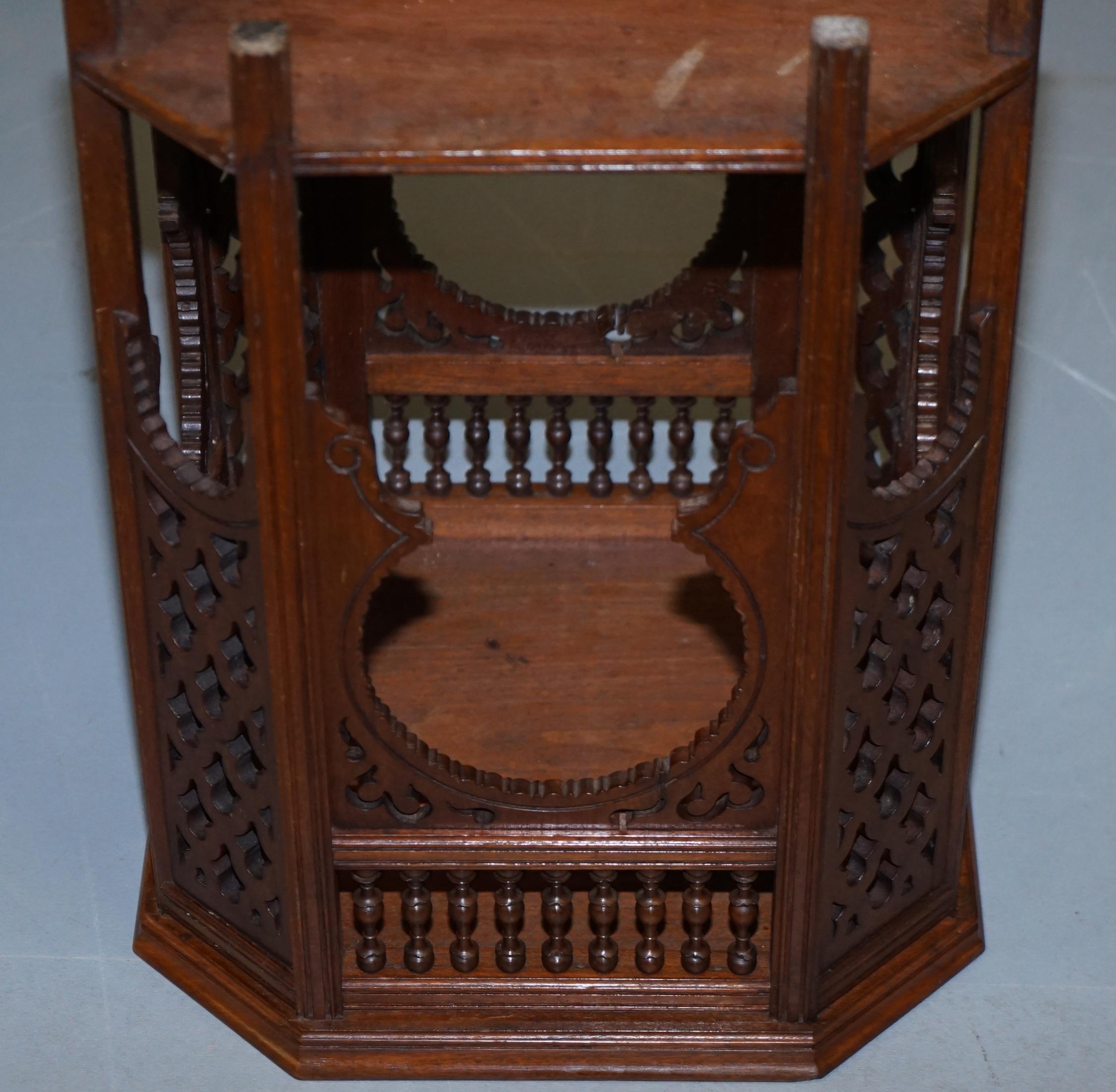 Liberty's London 19th Century Walnut Neo Moorish Taste Carved Side Lamp Table 6