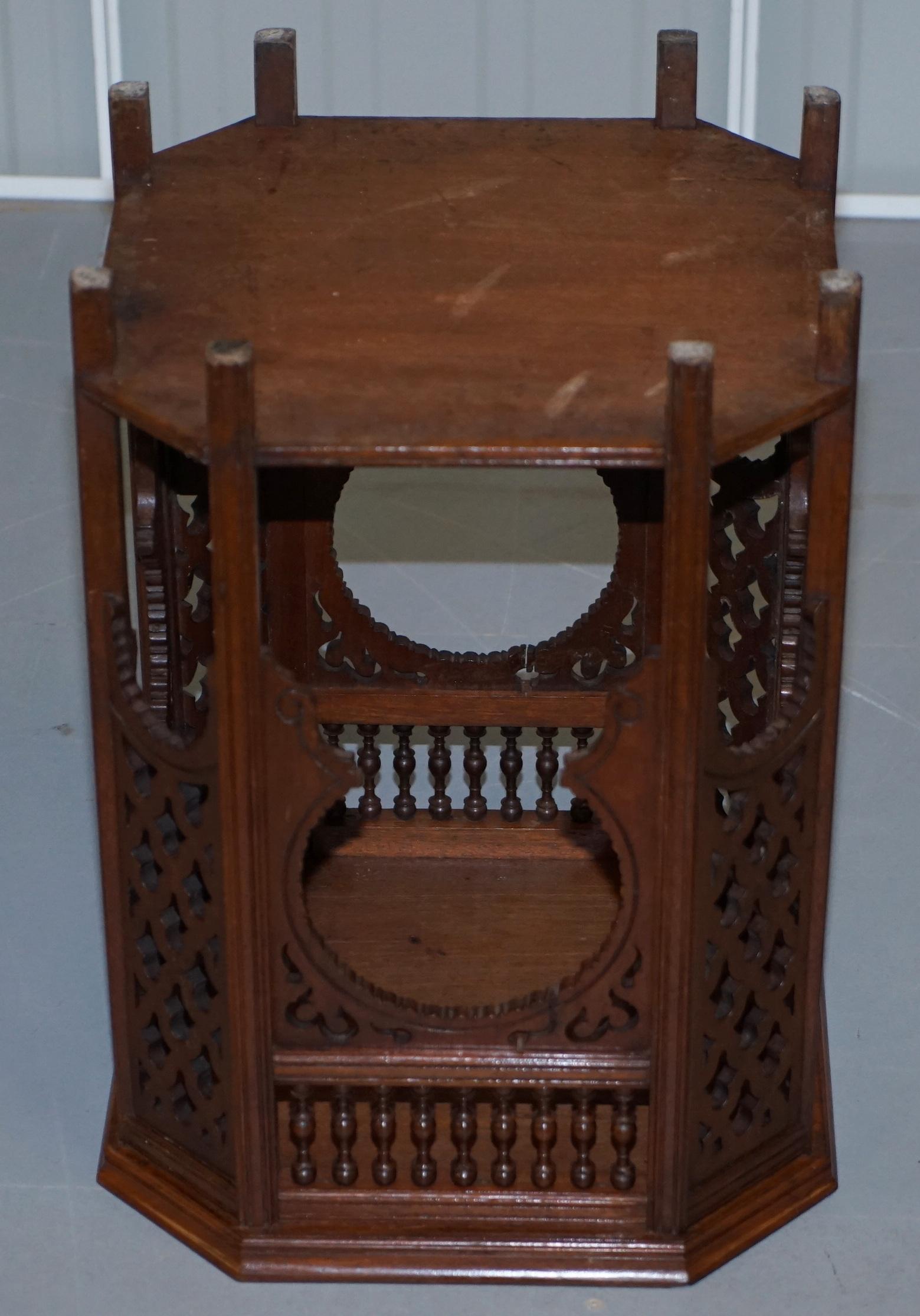 Liberty's London 19th Century Walnut Neo Moorish Taste Carved Side Lamp Table 4