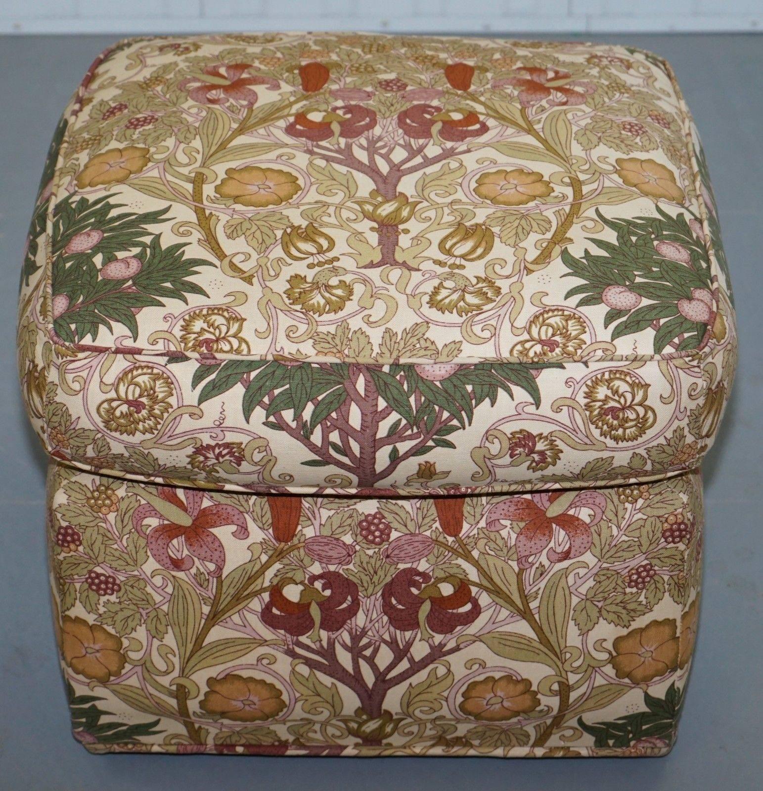We are delighted to offer for sale this stunning Liberty’s London floral upholstered footstool ottoman 

The stool has been fully and professionally upholstery cleaned and is in very fresh order throughout, the fabric is faded on top and has a