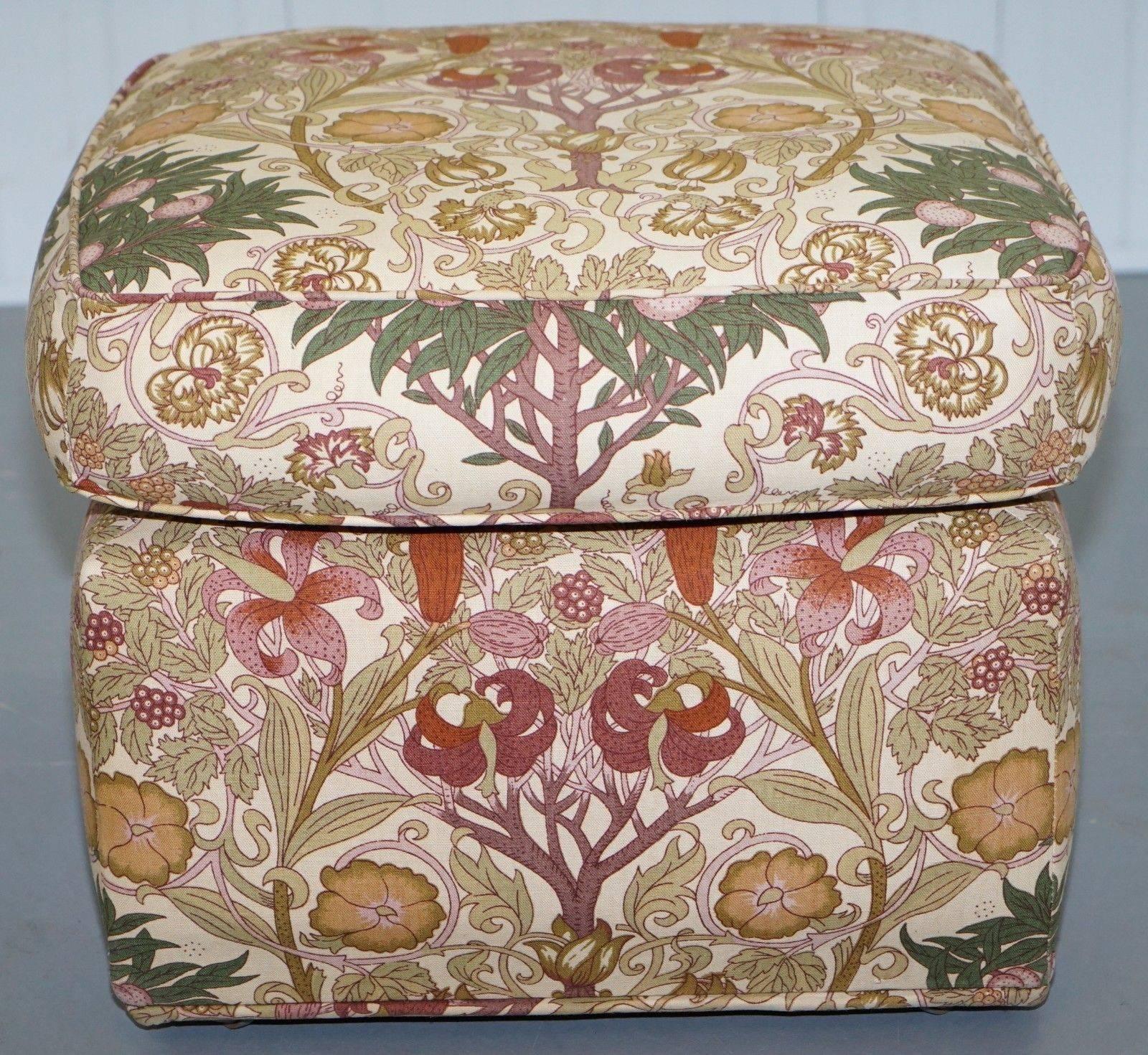 British Liberty's London Floral Upholstered Footstool Ottoman Kendrick Part of a Suite