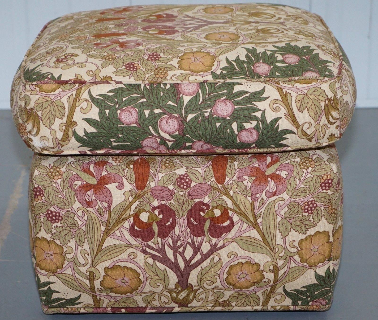 Hand-Crafted Liberty's London Floral Upholstered Footstool Ottoman Kendrick Part of a Suite