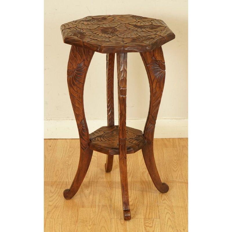 British Liberty's London Hand Carved Occasional Side End Lamp Wine Table, 1905s For Sale