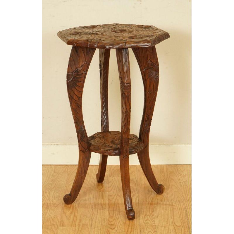 Hand-Carved Liberty's London Hand Carved Occasional Side End Lamp Wine Table, 1905s For Sale