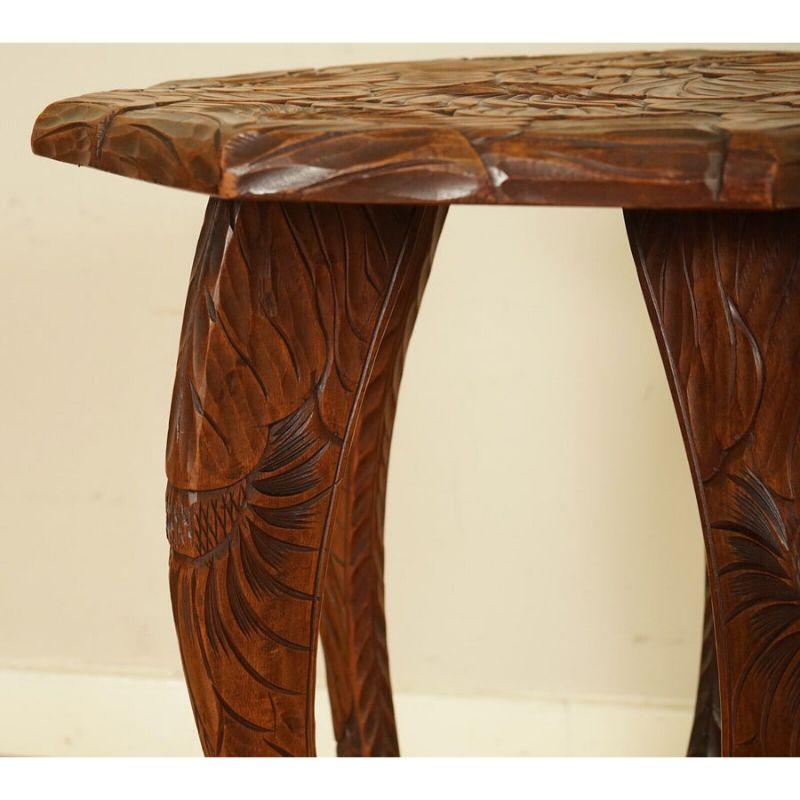 Hardwood Liberty's London Hand Carved Occasional Side End Lamp Wine Table, 1905s For Sale