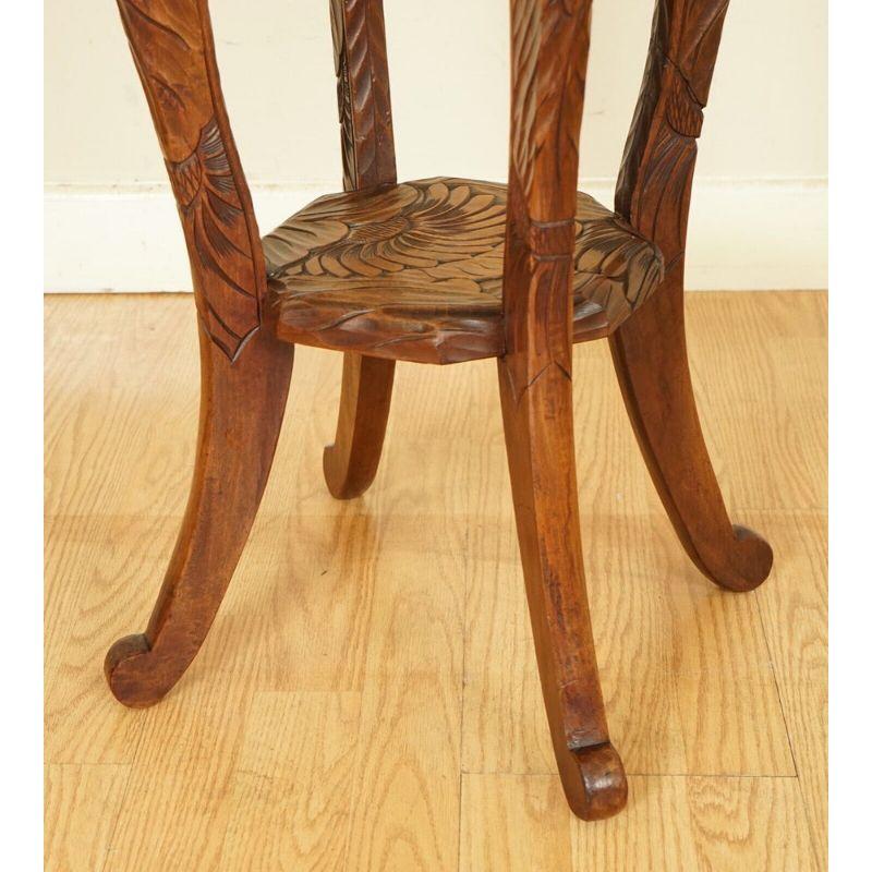 Liberty's London Hand Carved Occasional Side End Lamp Wine Table, 1905s 1