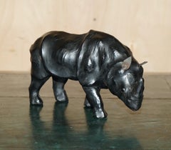 LIBERTY'S LONDON OMERSA LEATHER RHINOCEROS RHiNO FOOTSTOOL STOOL GLASS EYES