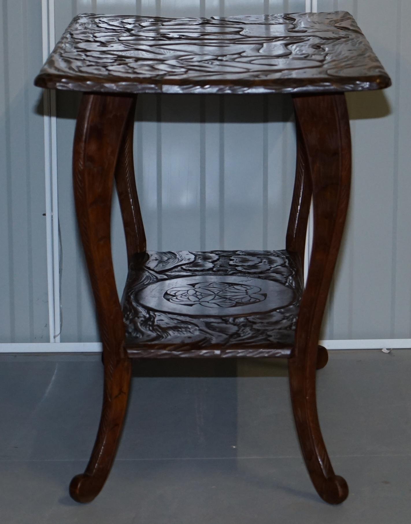 Early 20th Century Liberty's London Three Monkey Hear See Speak No Evil Carved Coffee Side Table For Sale