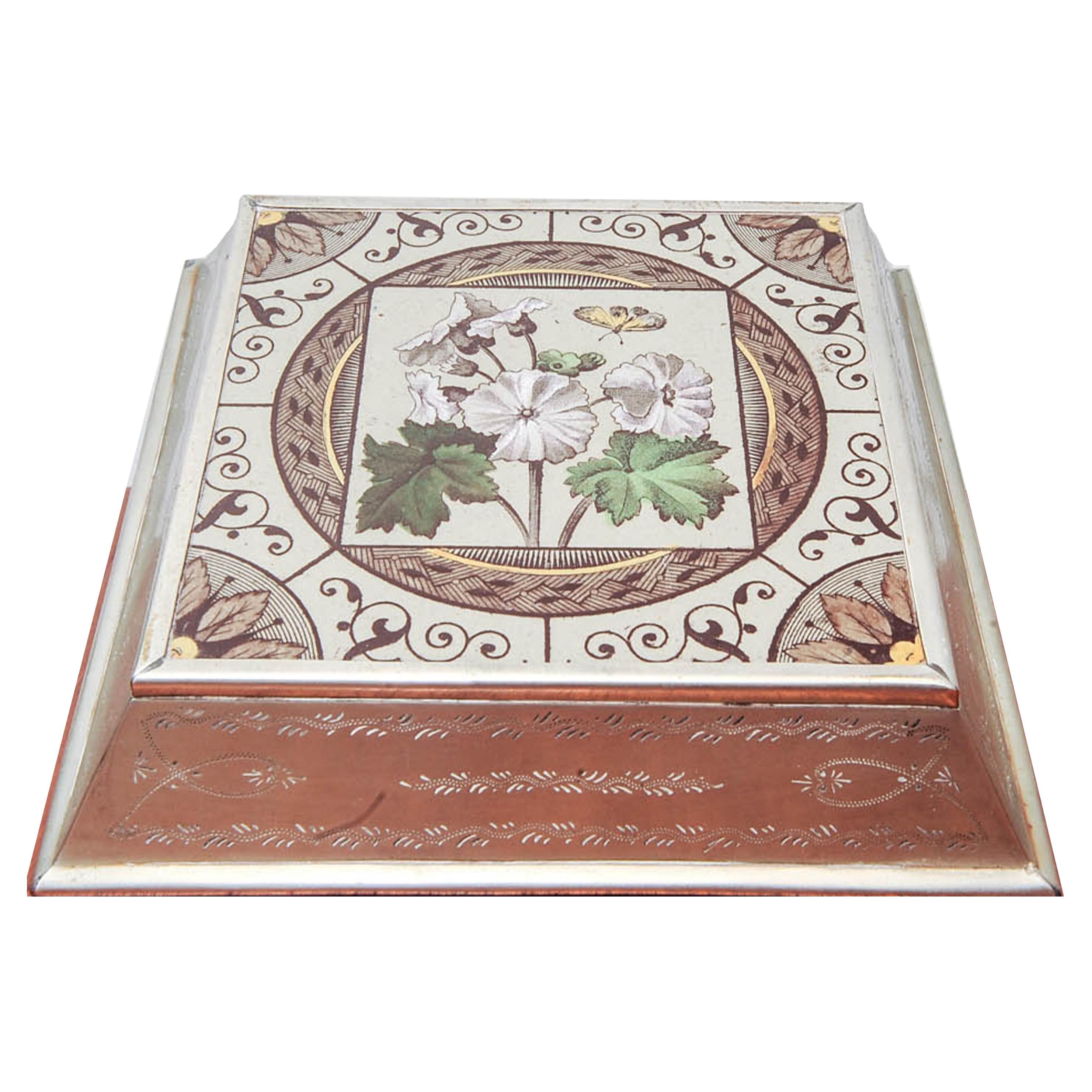 Liberty's of London Arts & Crafts Pot Stand With Decorative Botanical Etchings For Sale