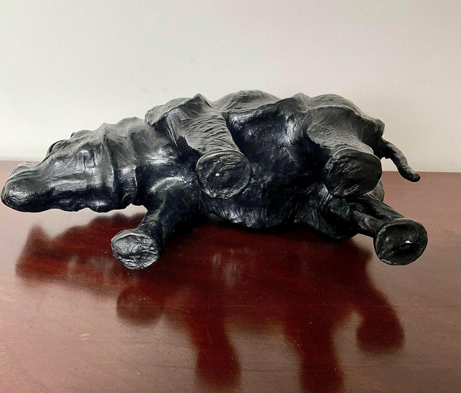 Liberty’s of London Circa 1900 Hand Dyed Leather Rhinoceros Ornament Footstool In Good Condition In West Sussex, Pulborough