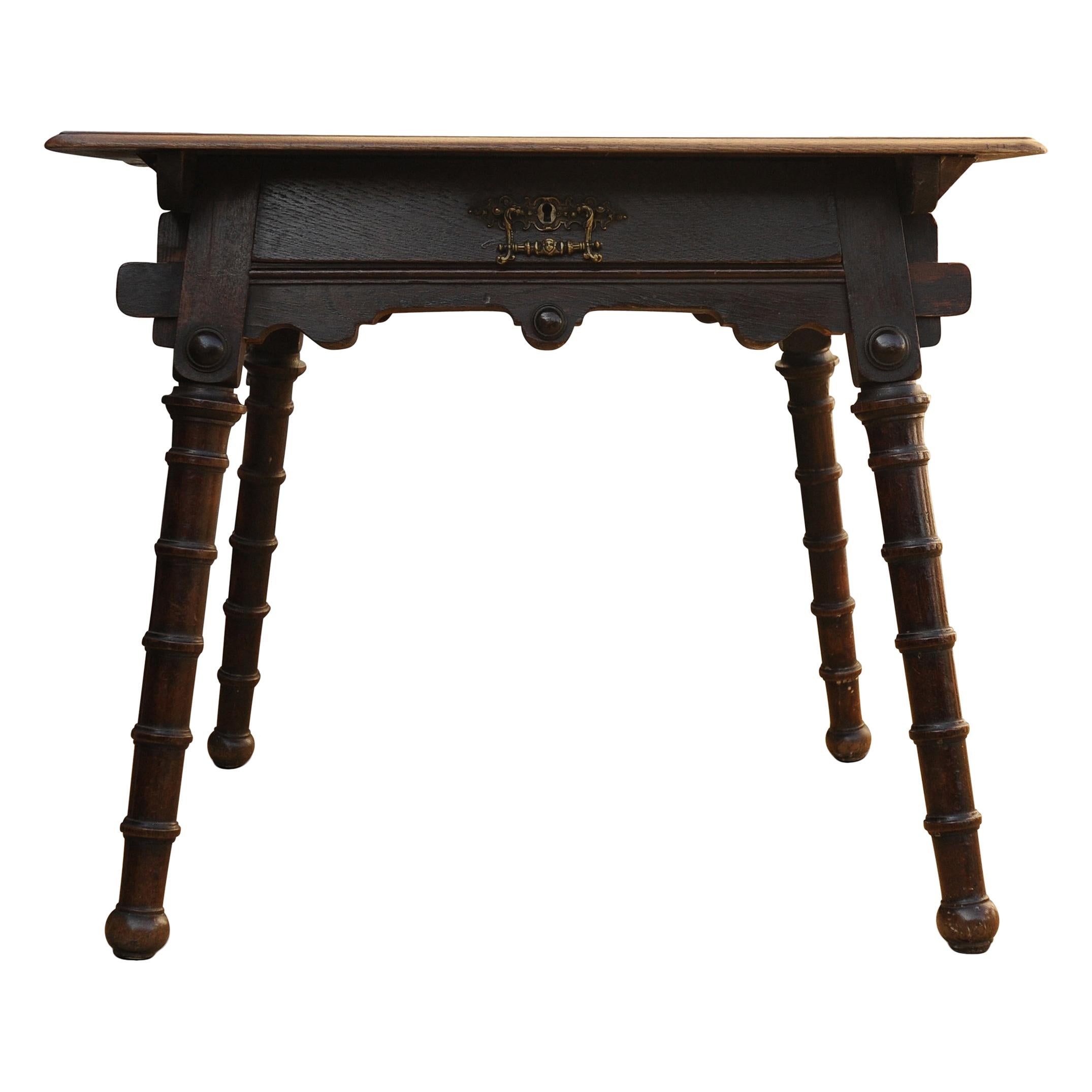 Liberty's William Morris Victorian Arts & Crafts Solid Oak Table For Sale