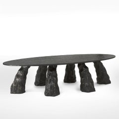 Libido Ritual Form  Solid Oak Sculptural Dining Table with Copper Accents