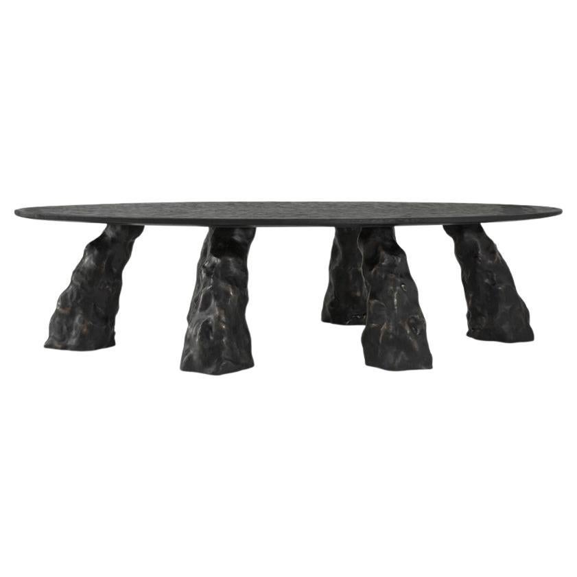 Libido Ritual Form  Skulpturaler Esstisch aus massiver Eiche mit Kupferakzenten im Angebot