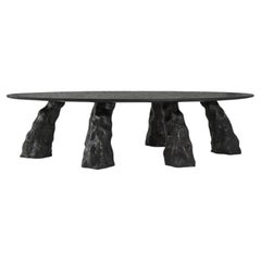 Libido Ritual Form Solid Oak Sculptural Dining Table with Copper Accents Libido Ritual Form Solid Oak Sculptural Dining Table with Copper Accents