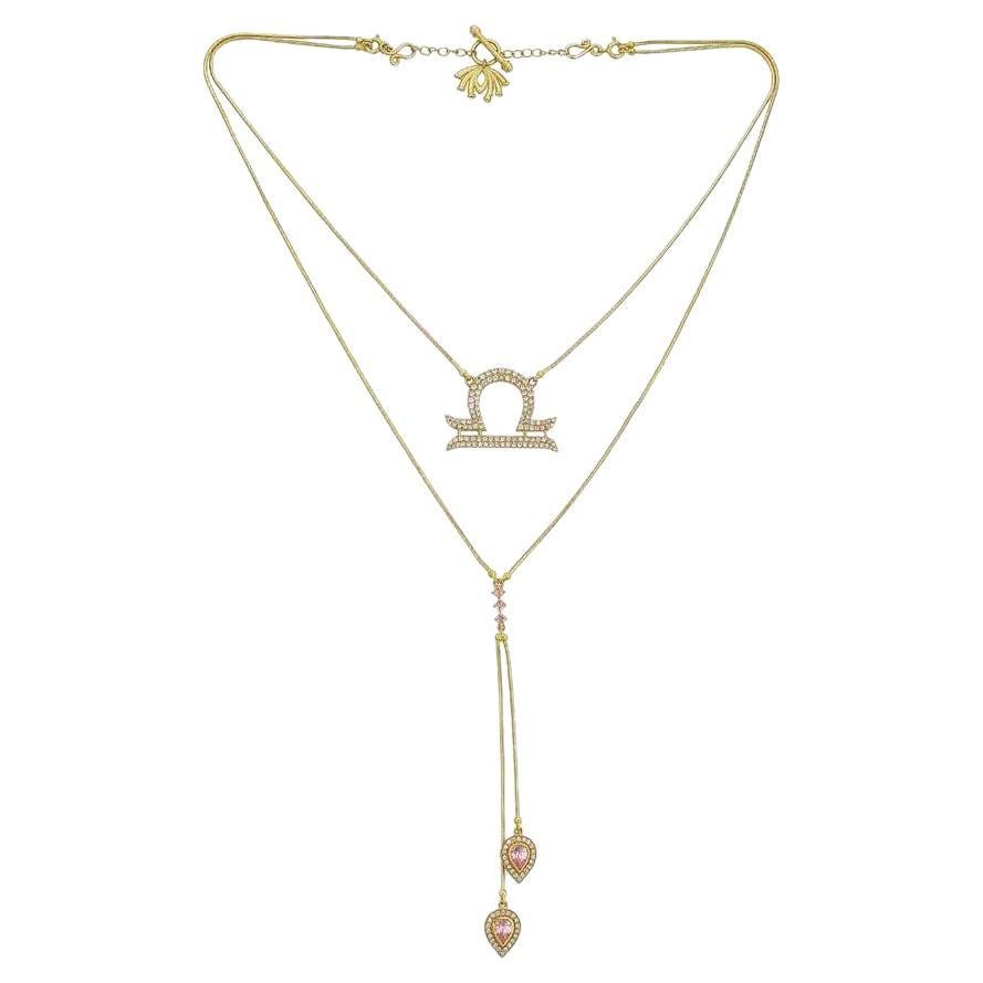 Libra Collier avec signe du zodiaque détachable 3 en 1