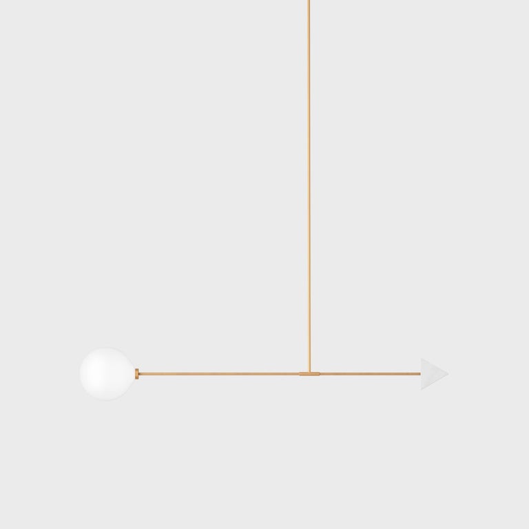 Libra Disc, Contemporary Ceiling Lamp, Brass and Marble, White For Sale