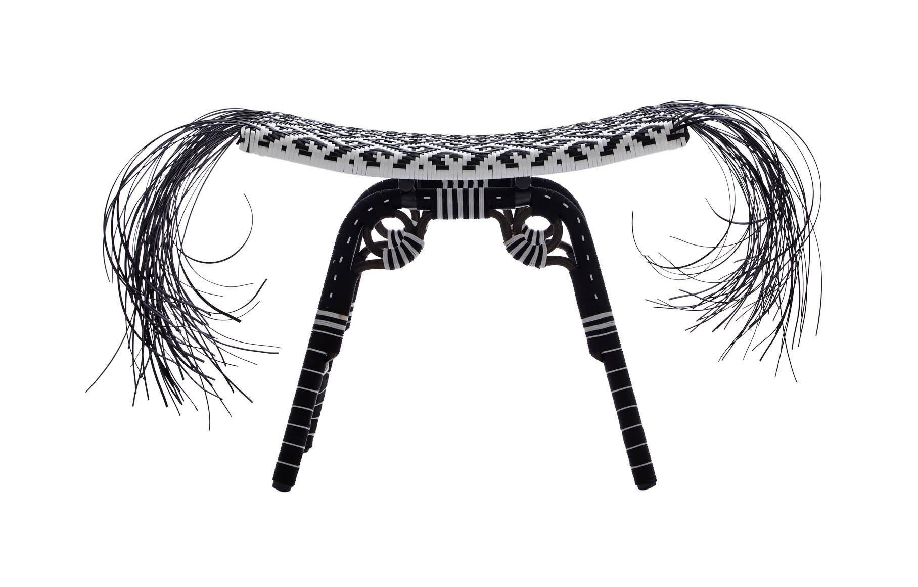 Hand-Crafted Libra 'Hook pattern', Tribal Stool