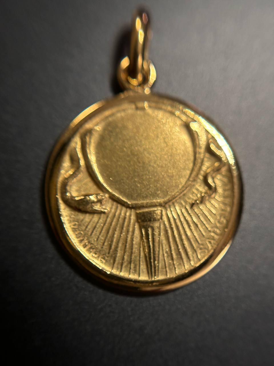 Libra Zodiac by Becker Caduceus Hermes Snake Symbol 18K Yellow Solid Gold France 6