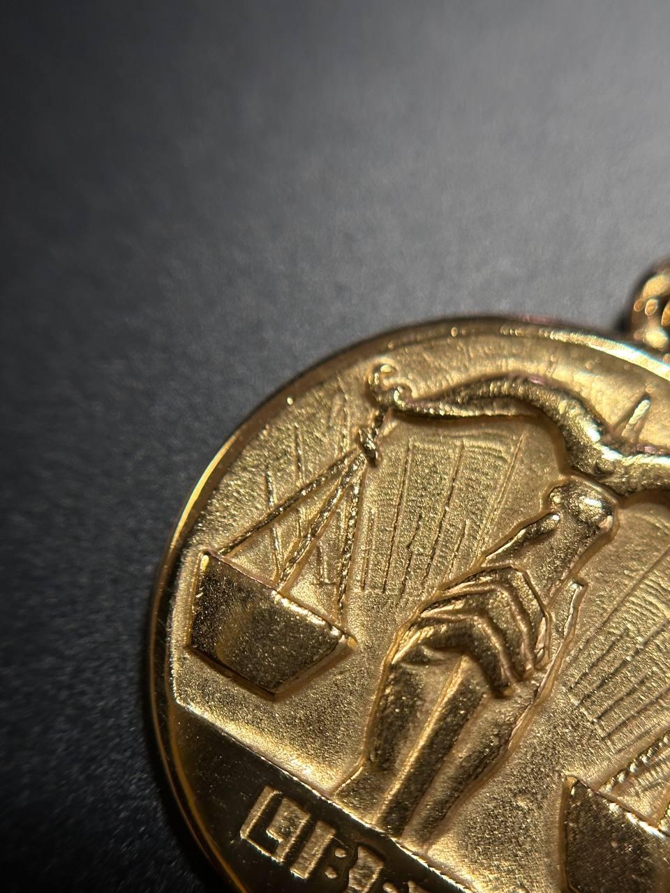 Libra Zodiac by Becker Caduceus Hermes Snake Symbol 18K Yellow Solid Gold France 12