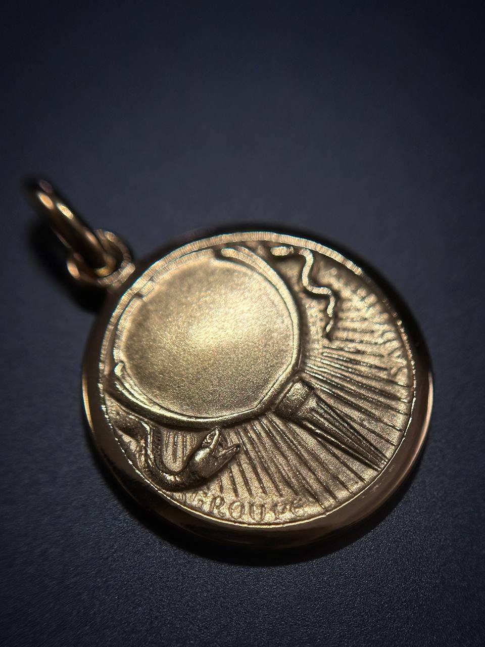 Libra Zodiac by Becker Caduceus Hermes Snake Symbol 18K Yellow Solid Gold France 2