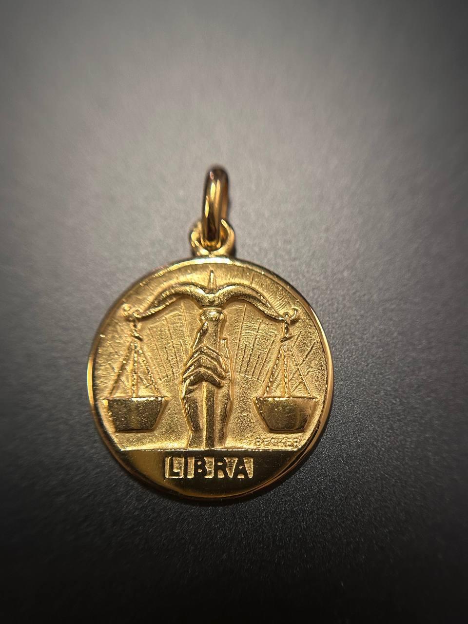 Libra Zodiac by Becker Caduceus Hermes Snake Symbol 18K Yellow Solid Gold France 4