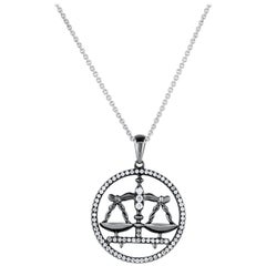 Libra Zodiac Diamond Pendant Necklace
