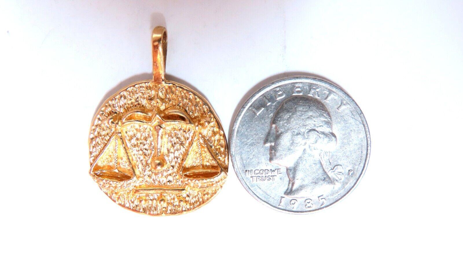 Libra zodiac horoscope solid gold charm handmade 14 karat In New Condition For Sale In New York, NY