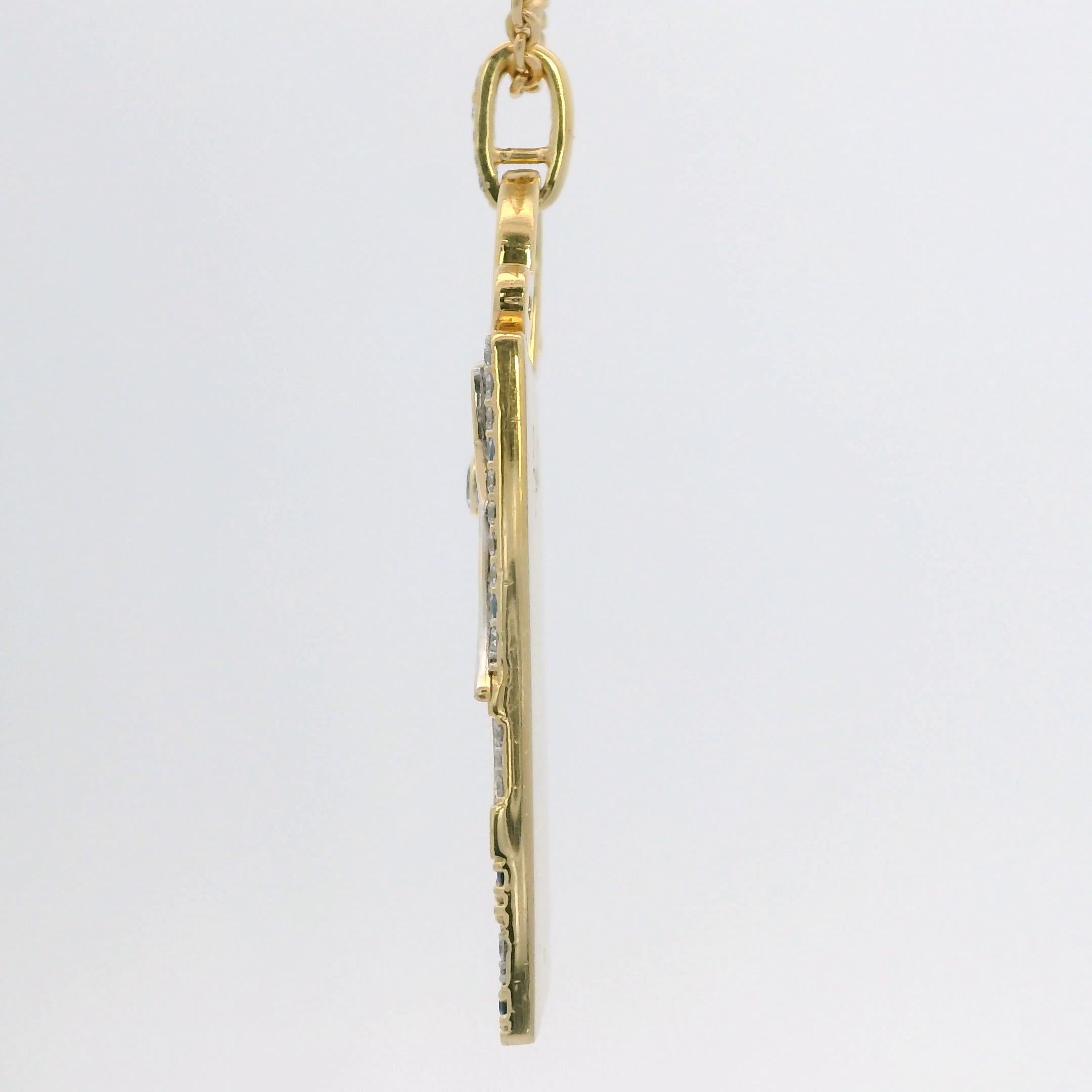 Women's Libra Zodiac Pendant 18k Yellow Gold with Diamonds, Blue Sapphires & Aquamarines For Sale