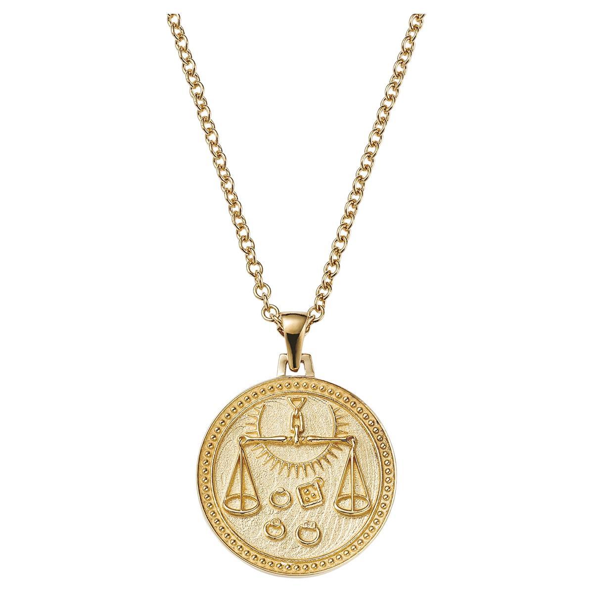 Libra Zodiac Pendant Necklace 18kt Fairmined Ecological Gold For Sale