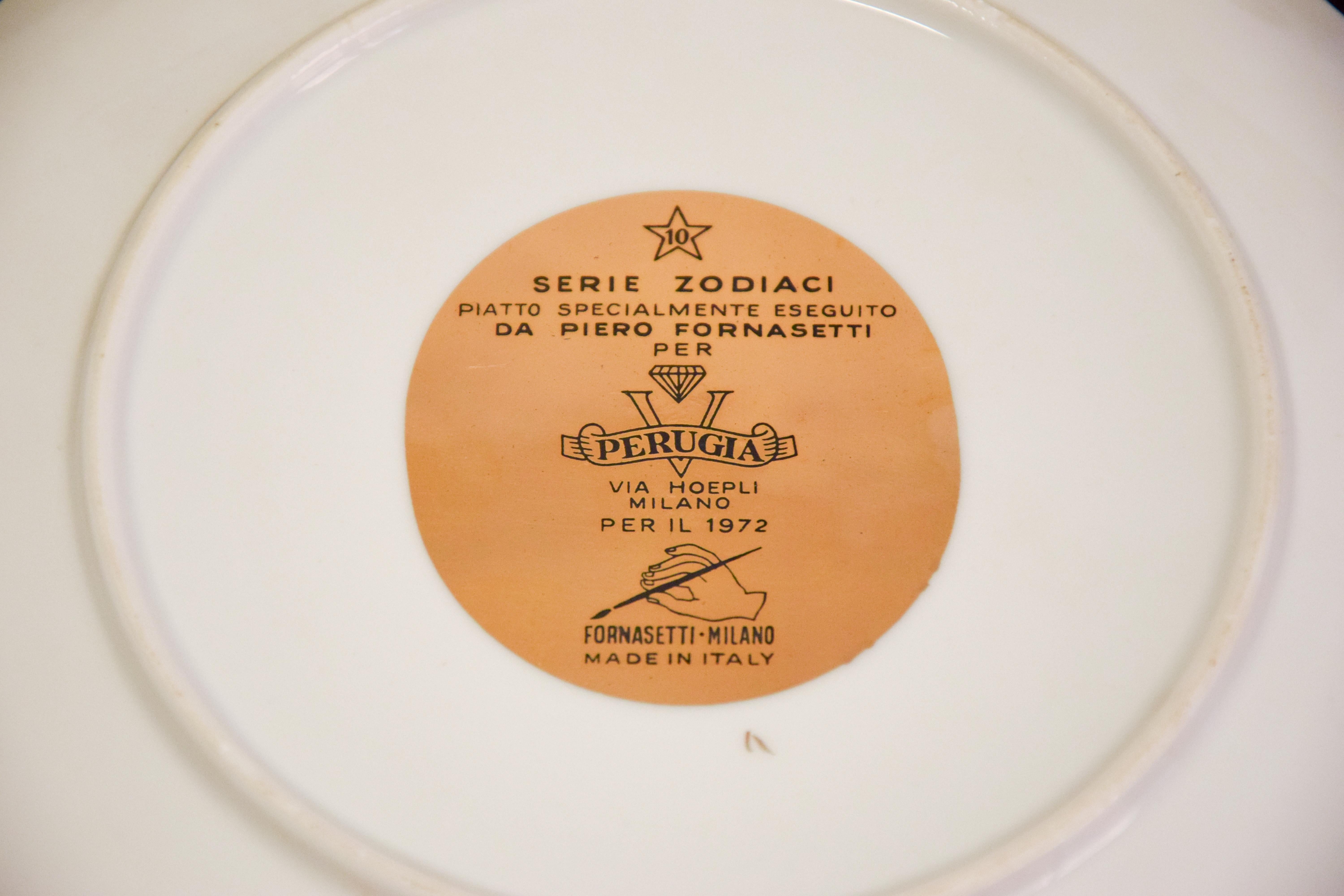 Libra, Zodiac Plate Series by Piero Fornasetti, 1972 In Good Condition In Roma, IT