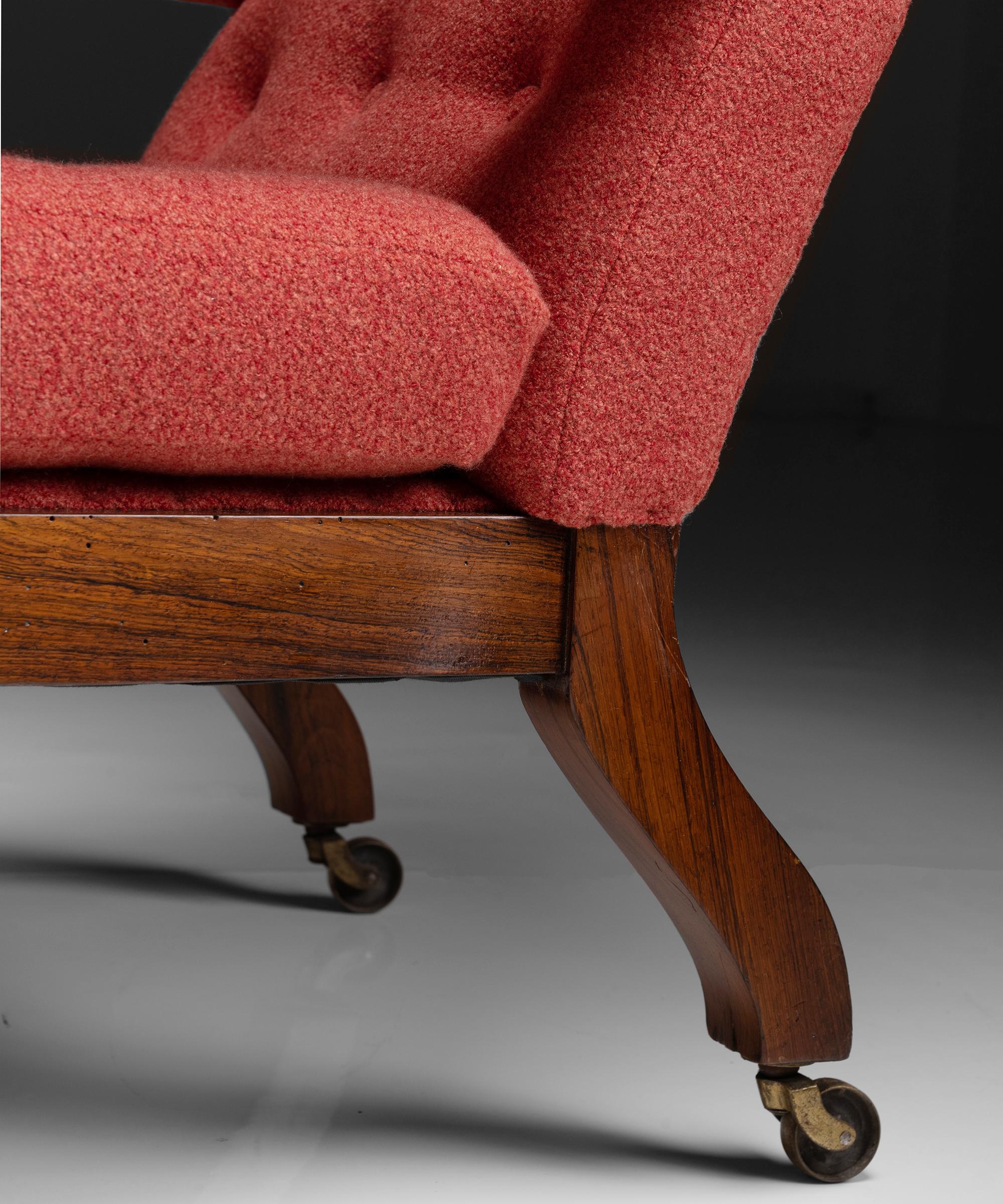 English Library Armchairs in Textured Wool by Holland & Sherry, England, circa 1890