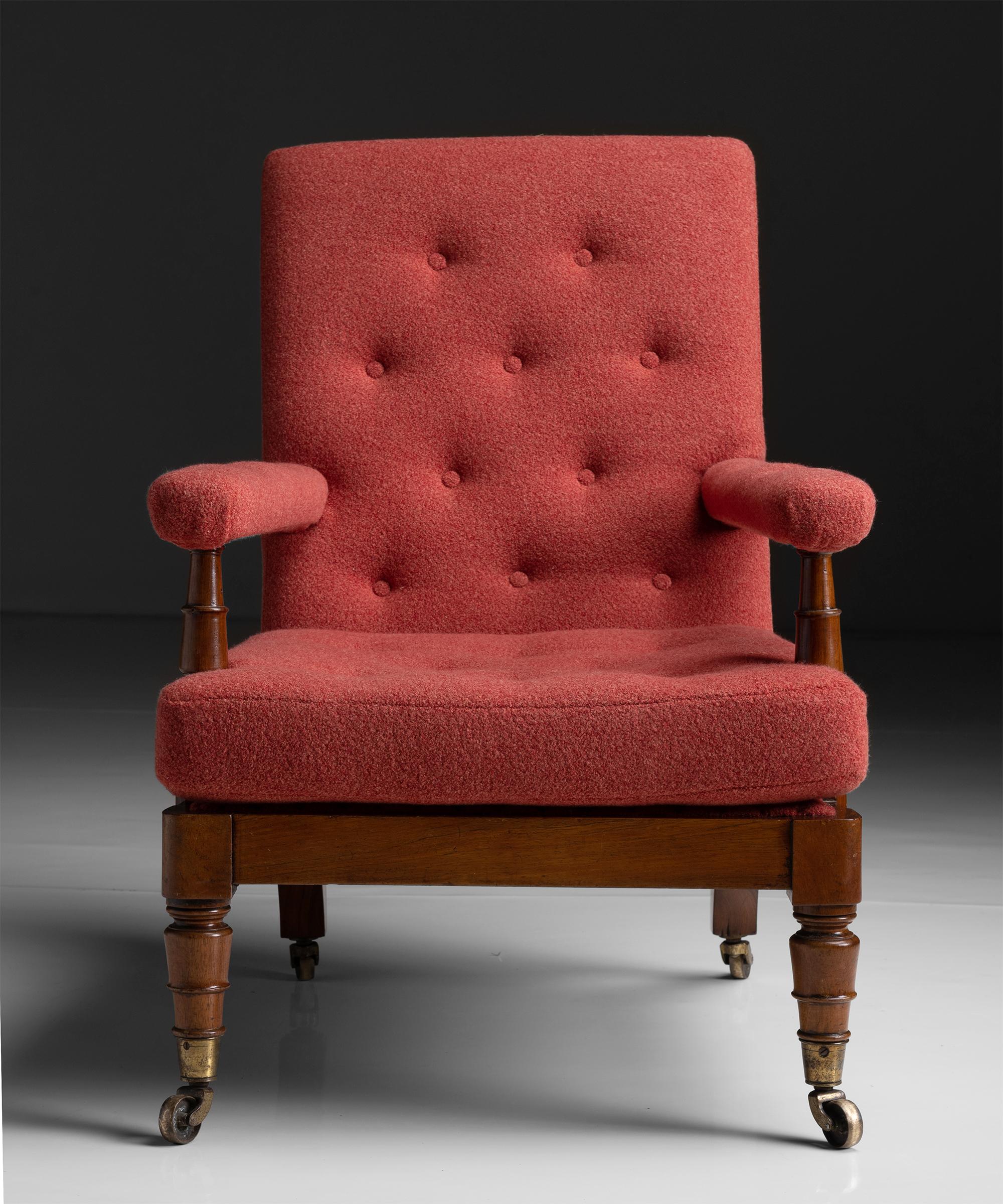 Library Armchairs in Textured Wool by Holland & Sherry, England, circa 1890 In Good Condition In Culver City, CA