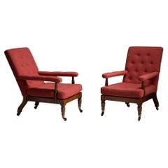 Library Armchairs in Textured Wool by Holland & Sherry, England circa 1890