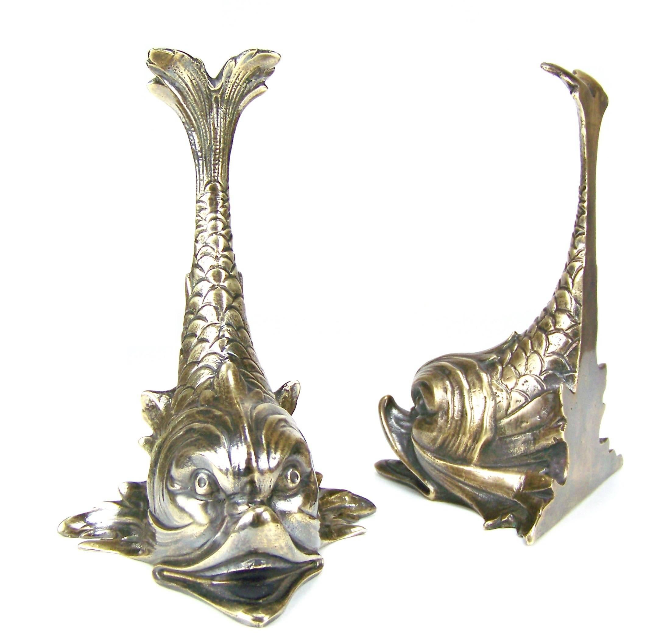 Library Bookend, Brass Baroque Whale In Excellent Condition For Sale In Praha, CZ