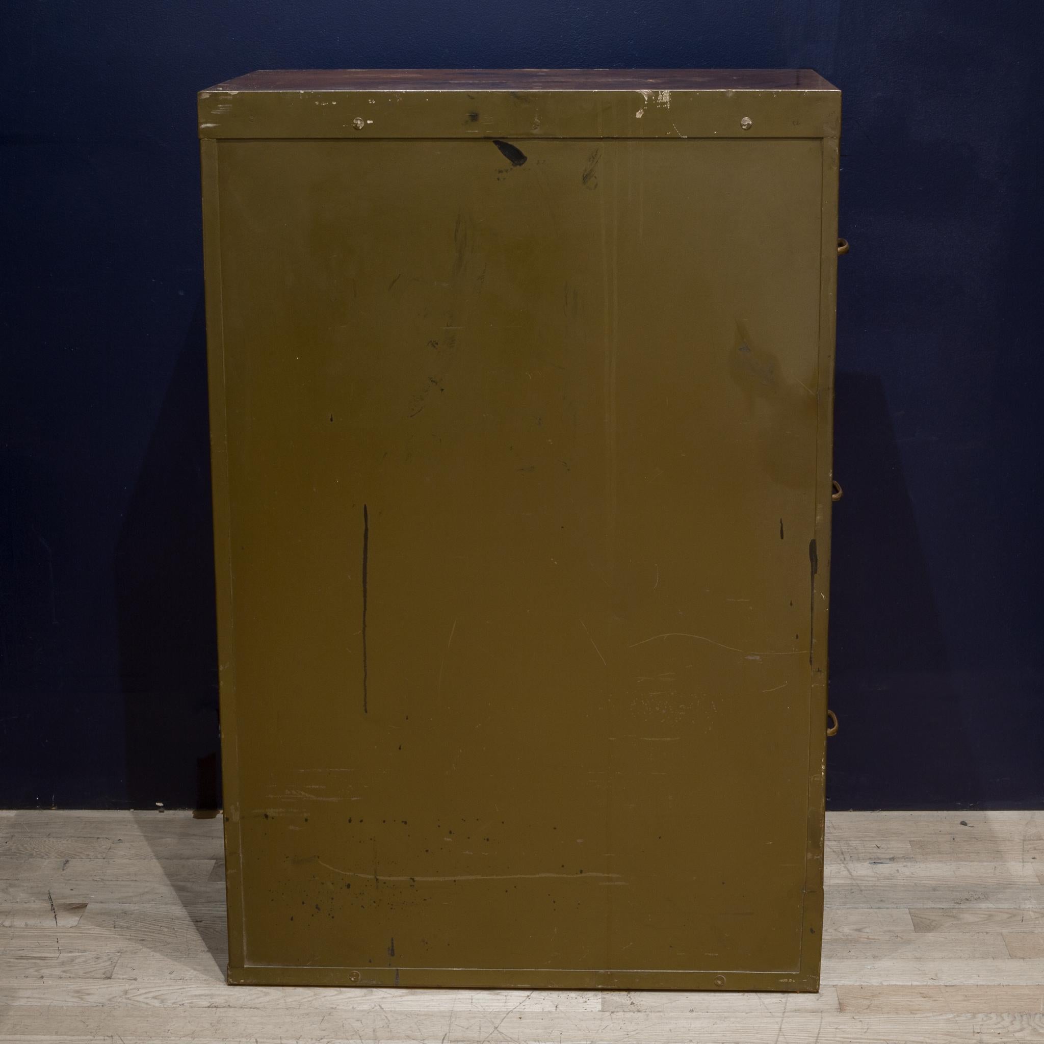 20th Century Library Bureau Sole Makers Army Green Steel and Brass File Cabinet, circa 1940