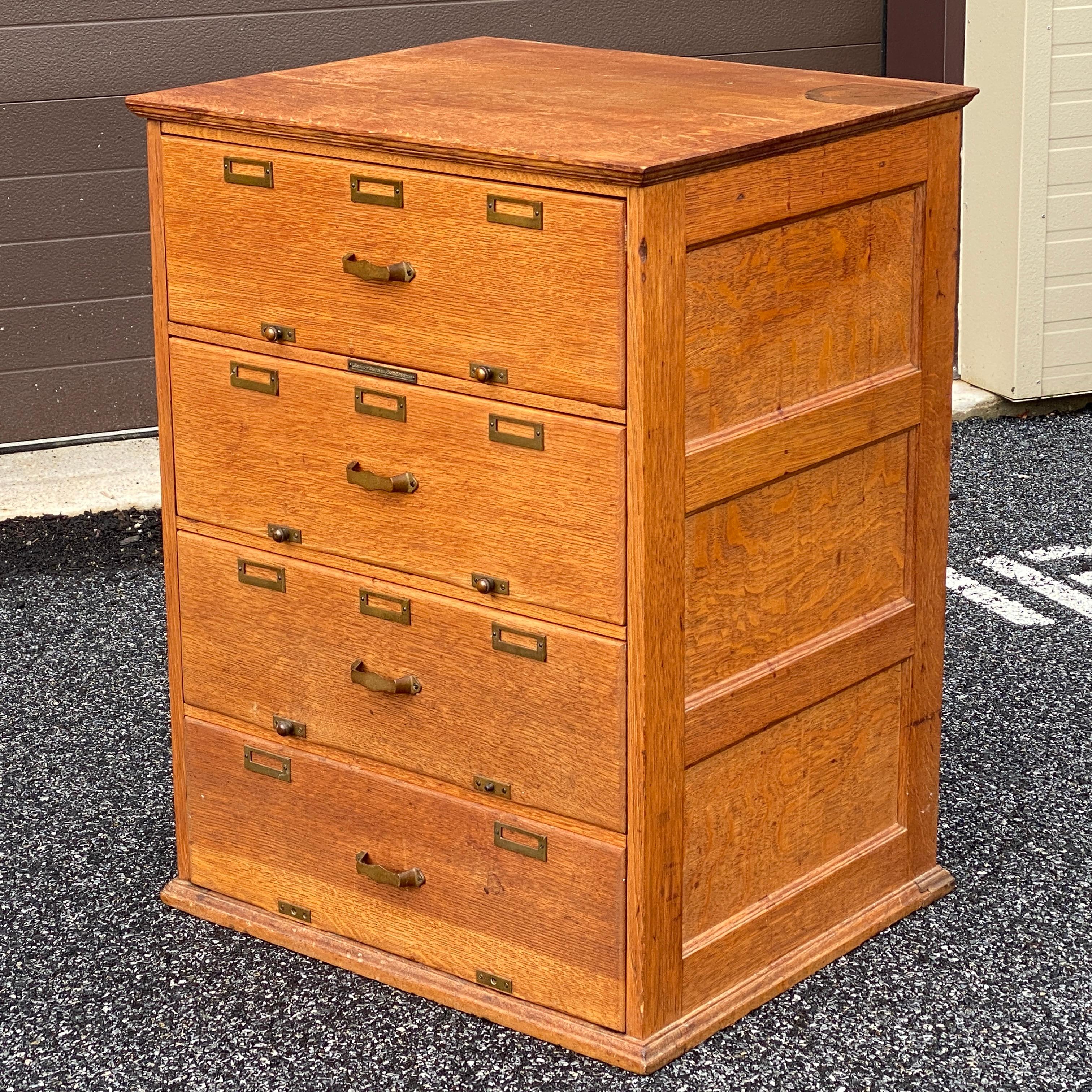 Industrial Library Bureau Sole Makers Oak Library Card Catalog Filing Cabinet For Sale
