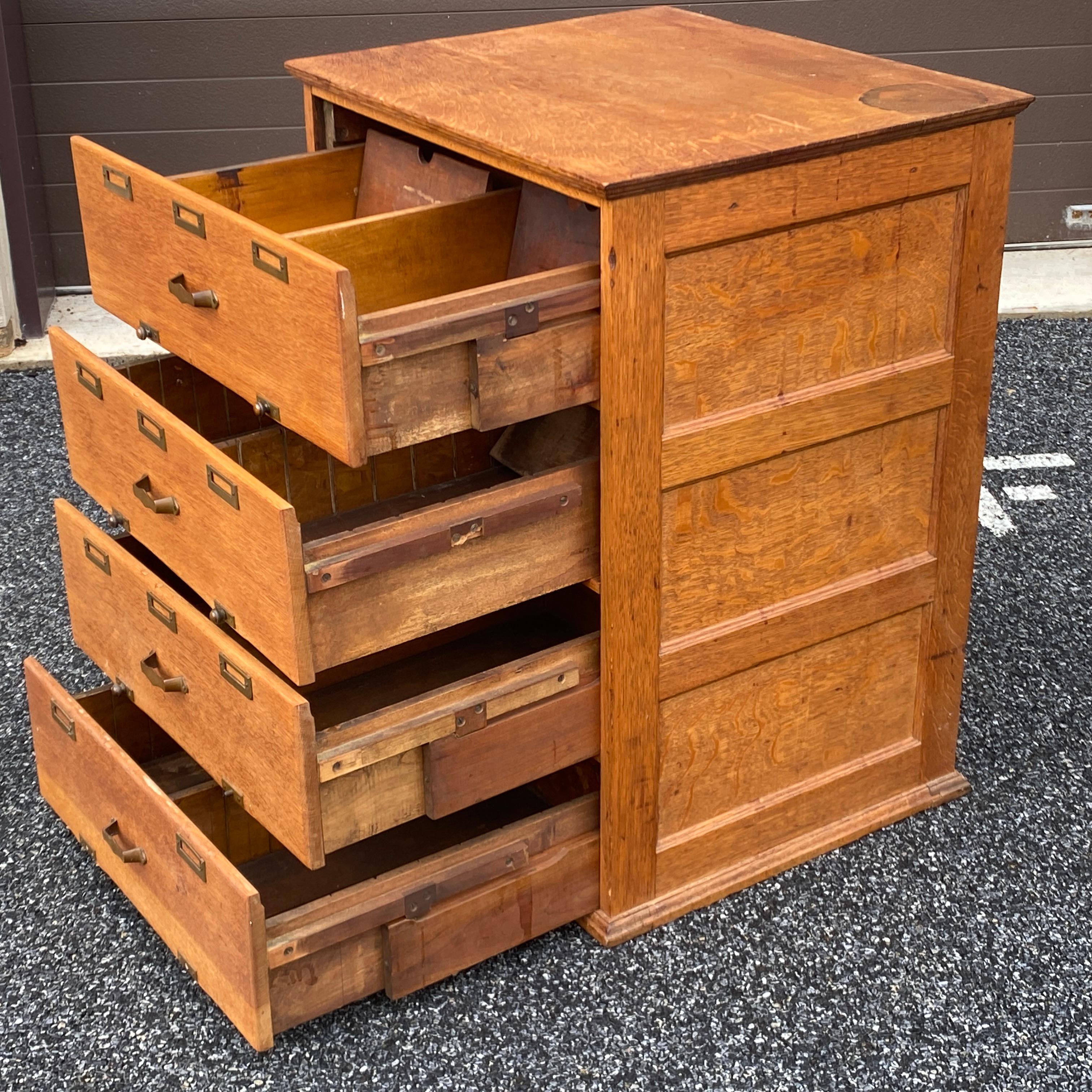 American Library Bureau Sole Makers Oak Library Card Catalog Filing Cabinet For Sale