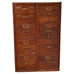 Library Bureau Sole Makers Quarter Sawn Oak Double File Cabinet