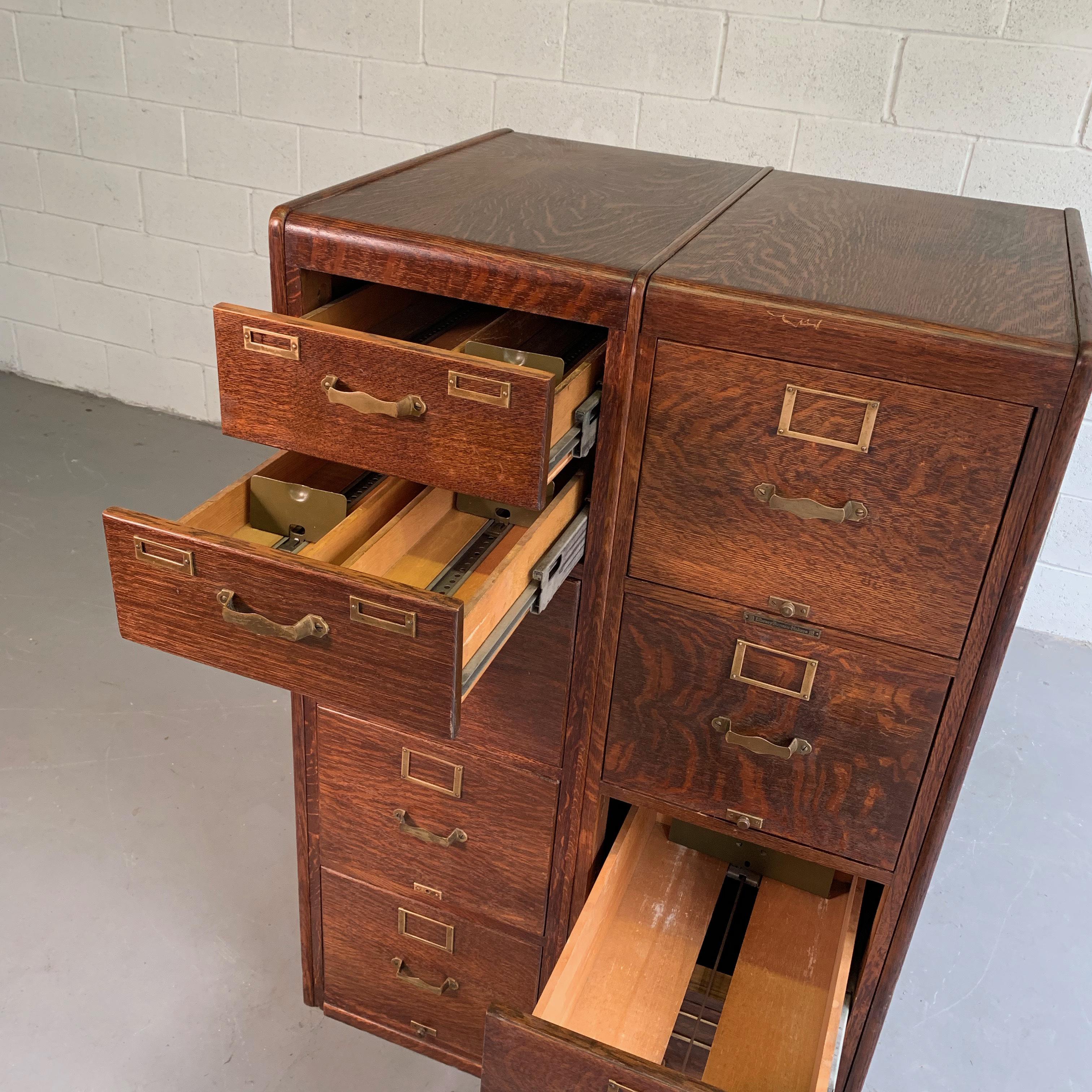 American Library Bureau Sole Makers Quarter Sawn Oak Double File Cabinet
