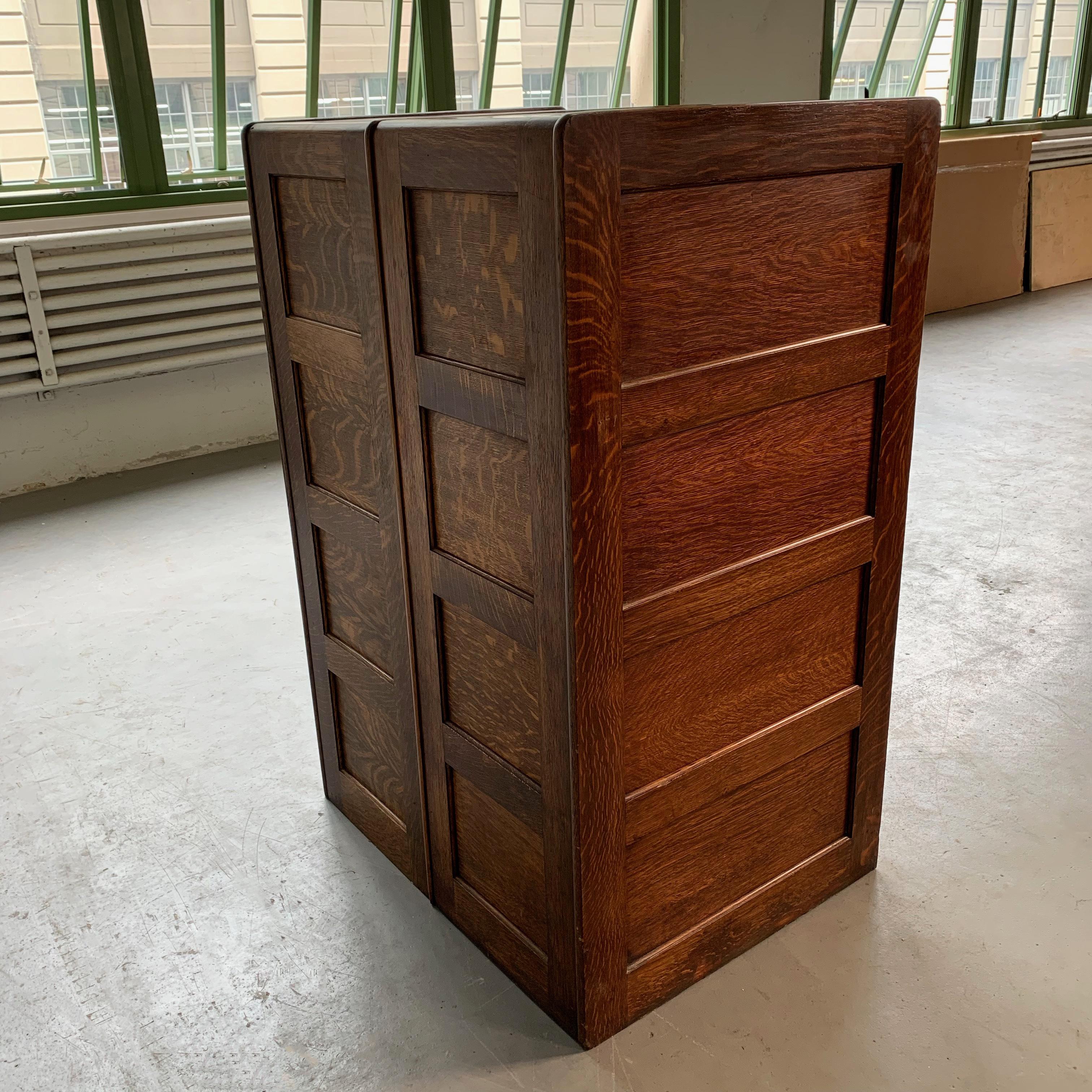 20th Century Library Bureau Sole Makers Quarter Sawn Oak Double File Cabinet