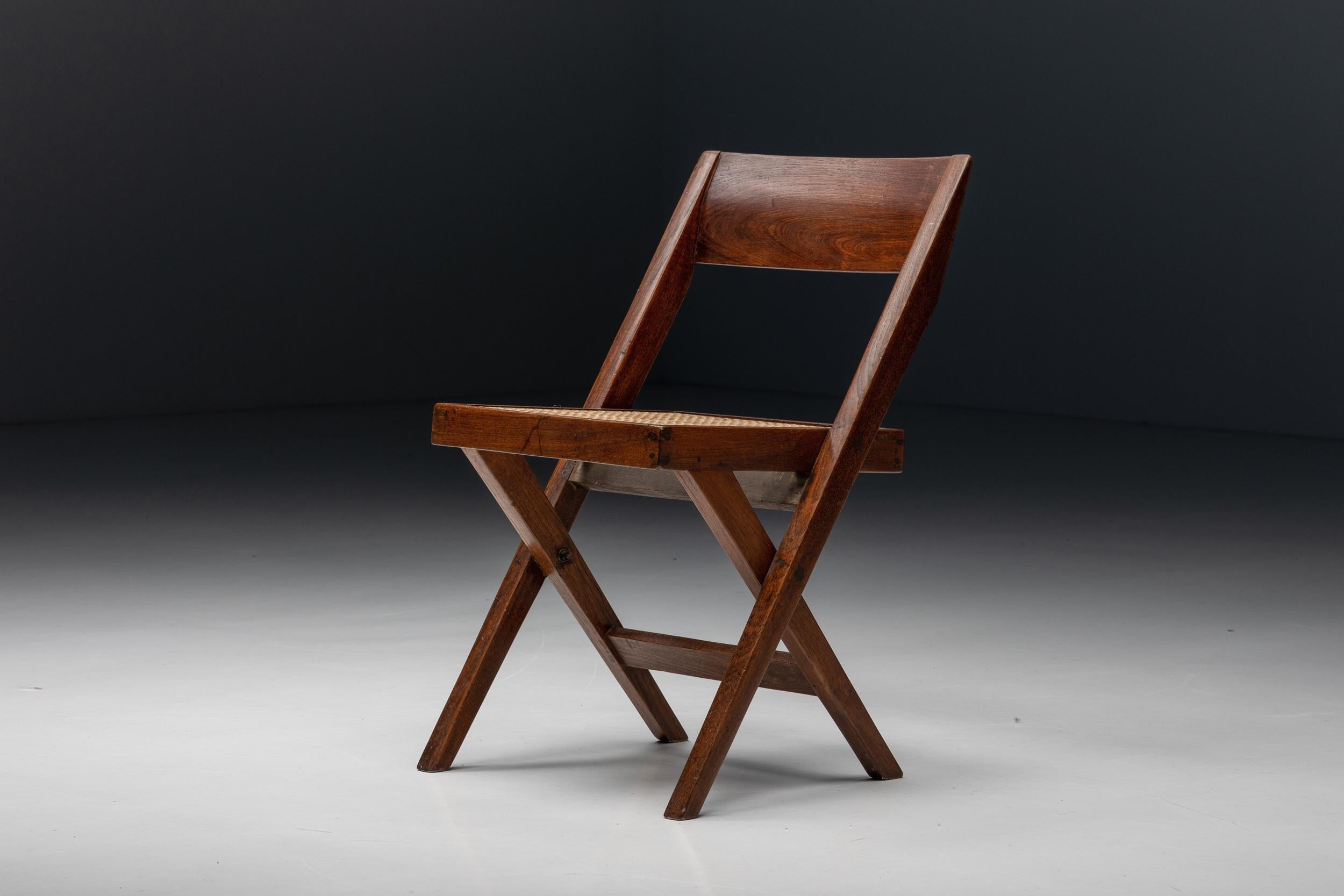 Ensemble de chaises de bibliothèque par Pierre Jeanneret, Chandigarh, années 1950 en vente 3
