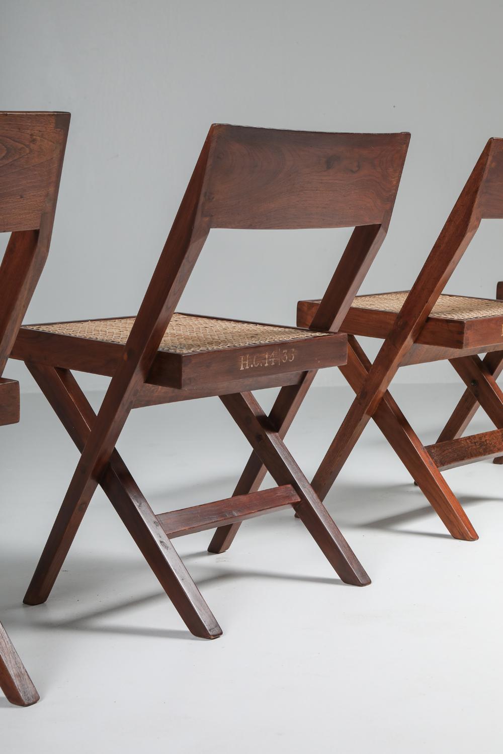 Paire de chaises de bibliothèque par Pierre Jeanneret, années 1950 en vente 6