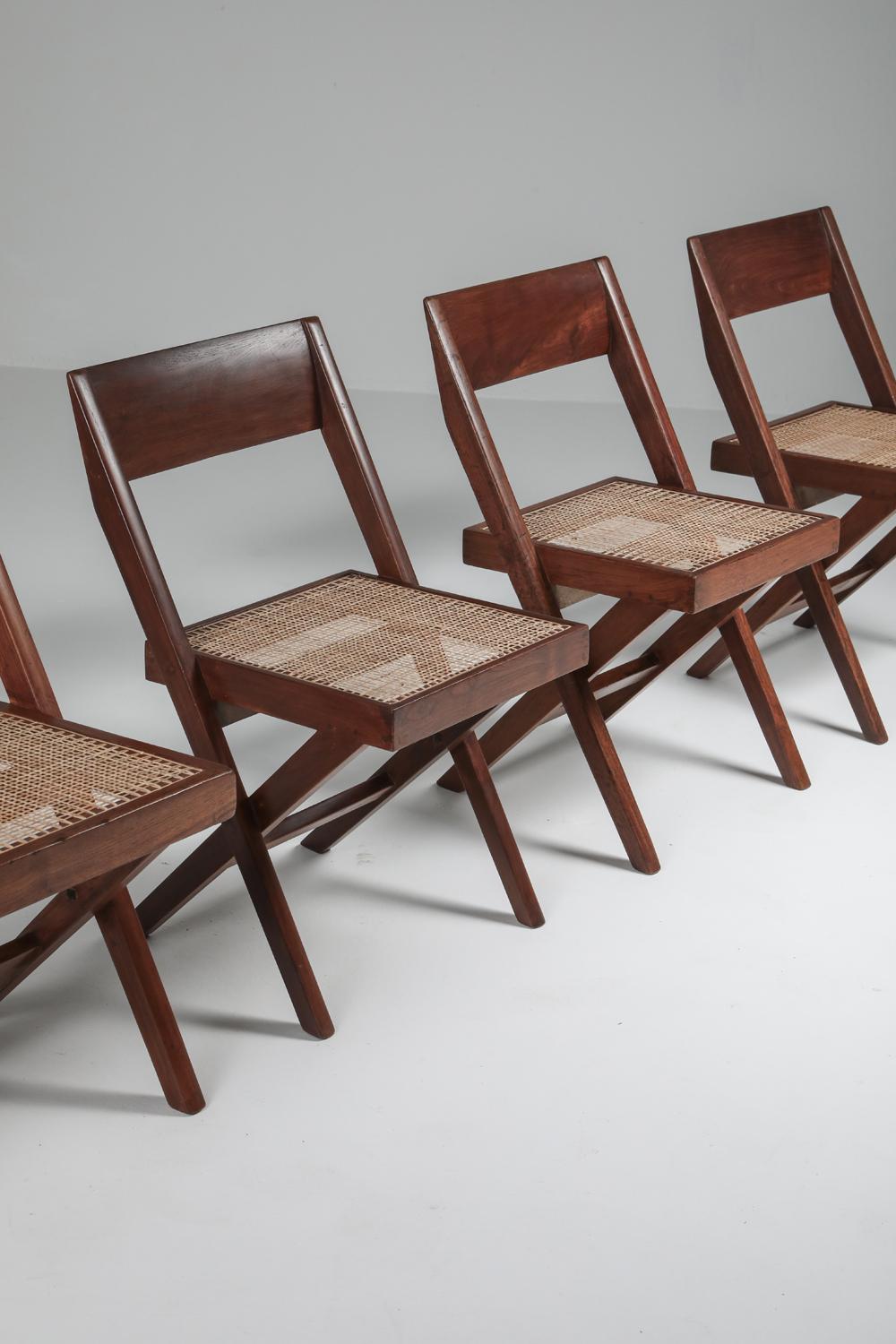 Paire de chaises de bibliothèque par Pierre Jeanneret, années 1950 en vente 7
