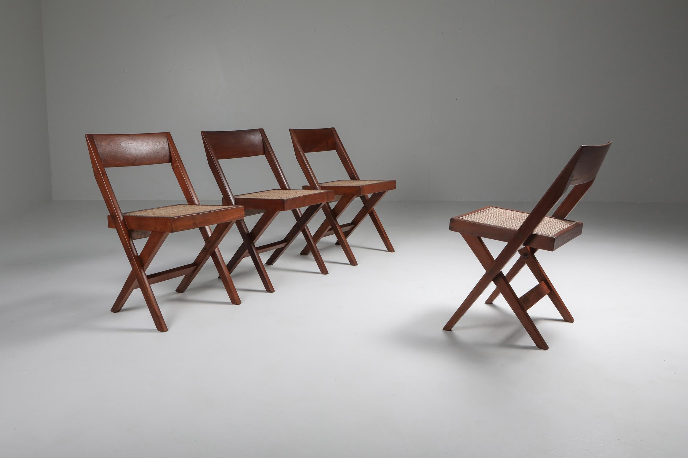 Indian Pair of Library Chairs by Pierre Jeanneret, 1950s For Sale