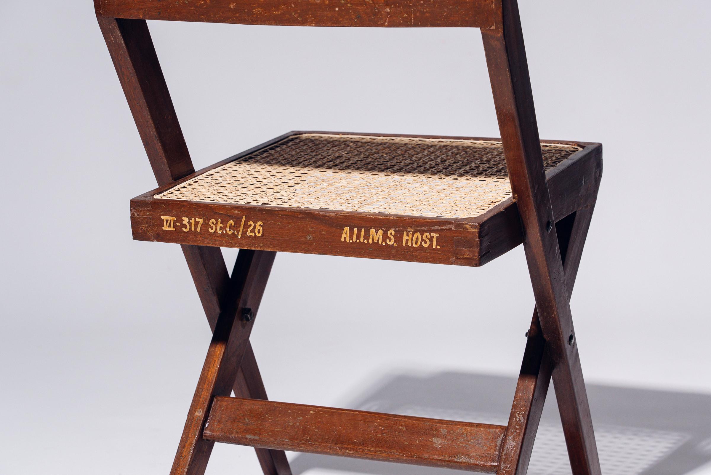 Hand-Woven Library Chair by Pierre Jeanneret for Chandigarh, India, Circa 1959-60 For Sale