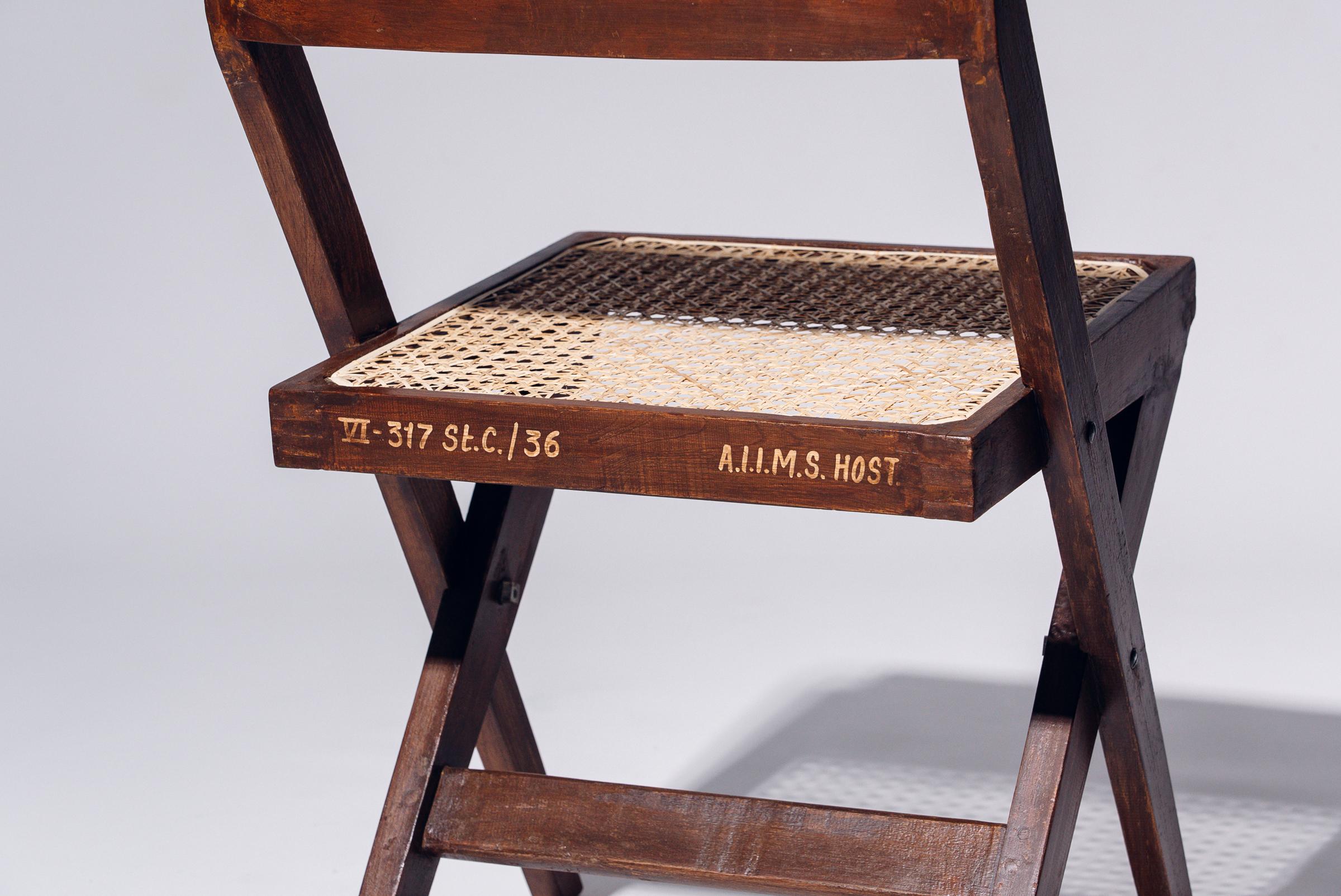 Hand-Woven Library Chair by Pierre Jeanneret for Chandigarh, India, Circa 1959-60 For Sale